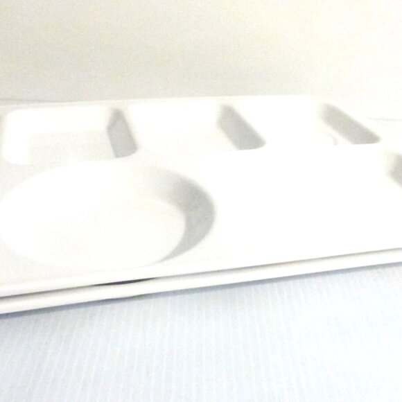 2x WHITE Texas Ware Melamine Ware DINNER TRAYS Vintage Serving Tray TV DINNER - Picture 4 of 5